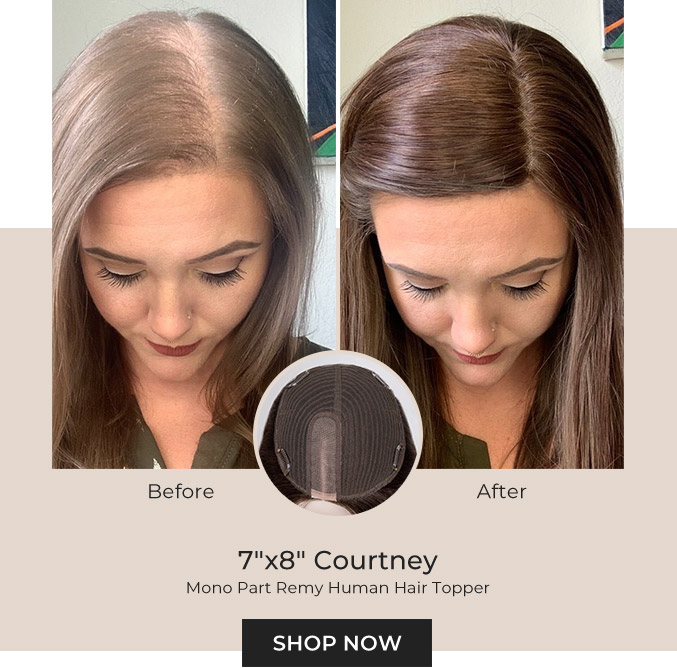 7”X8” Courtney | Mono Part | Left Part Remy Human Hair Topper