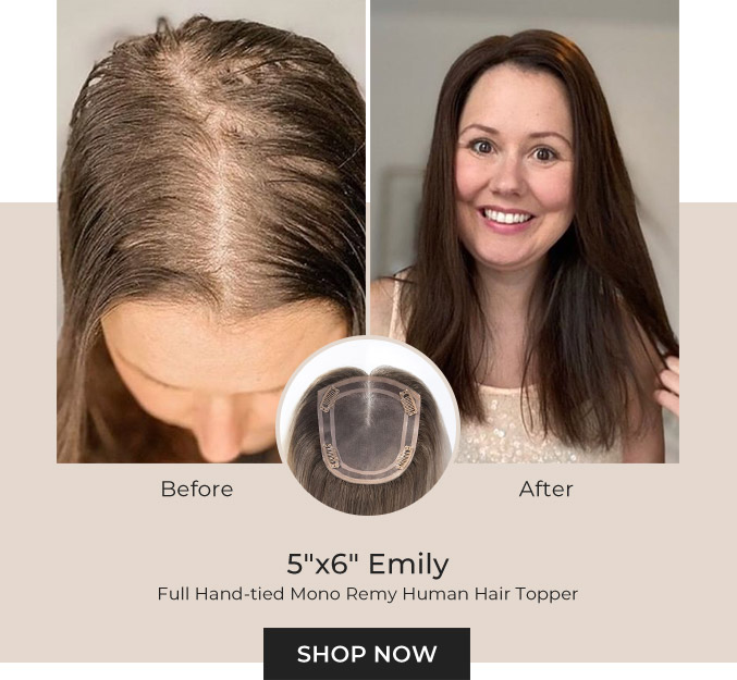 5”X6” Emily | Full Hand-Tied Mono Remy Human Hair Topper